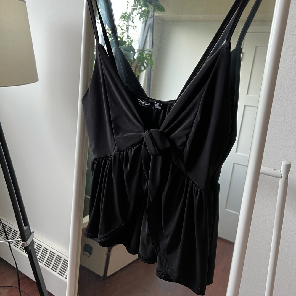 Nasty gal front tie black tank top